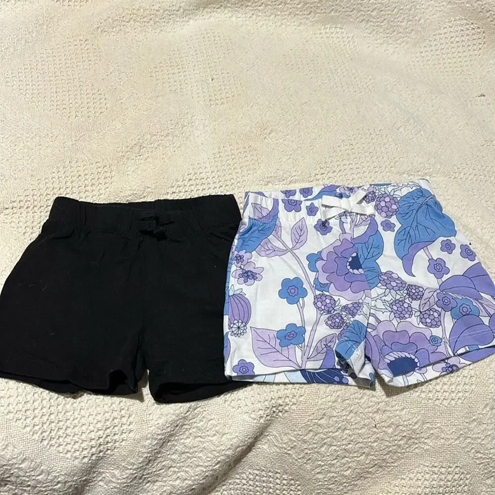 childrens place 5/6 shorts bundle 1 black 1 blue purple white nwot and perfect
